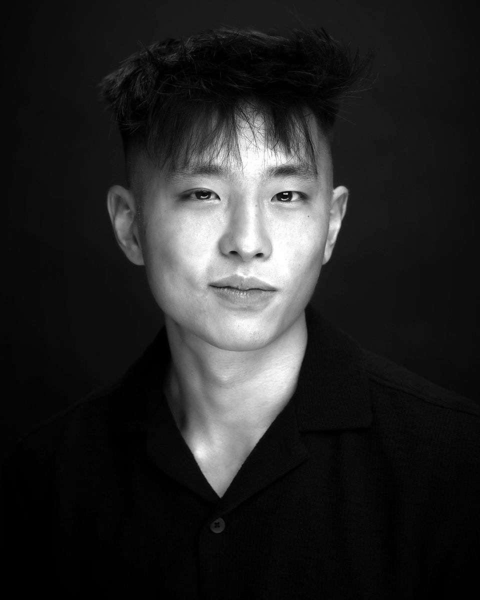 Christian Choi, black-and-white portrait